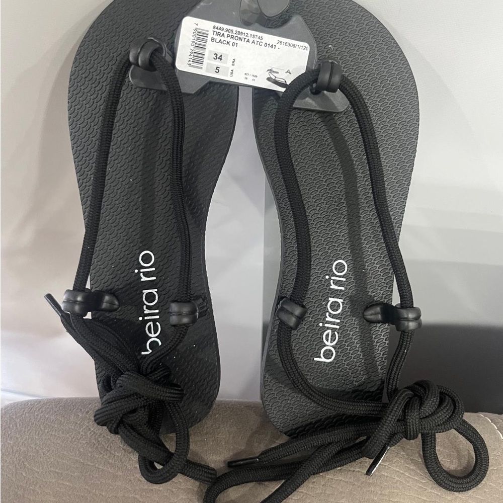 Beira‎ Rio Black Lace-Up Women's Sandals